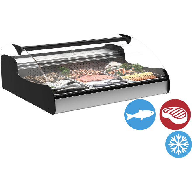 Vitrine réfrigérée de table pour poisson - 1,0 m - 3 x GN 1/1