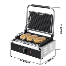 Cargue la imagen en la galería, Grill Panini - Grill de contact 0,43 m - rainuré en haut et en bas
