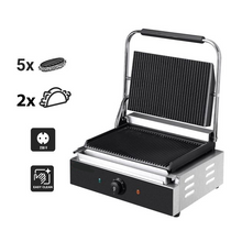 Charger l&#39;image dans la galerie, Grill Panini - Grill de contact 0,43 m - rainuré en haut et en bas
