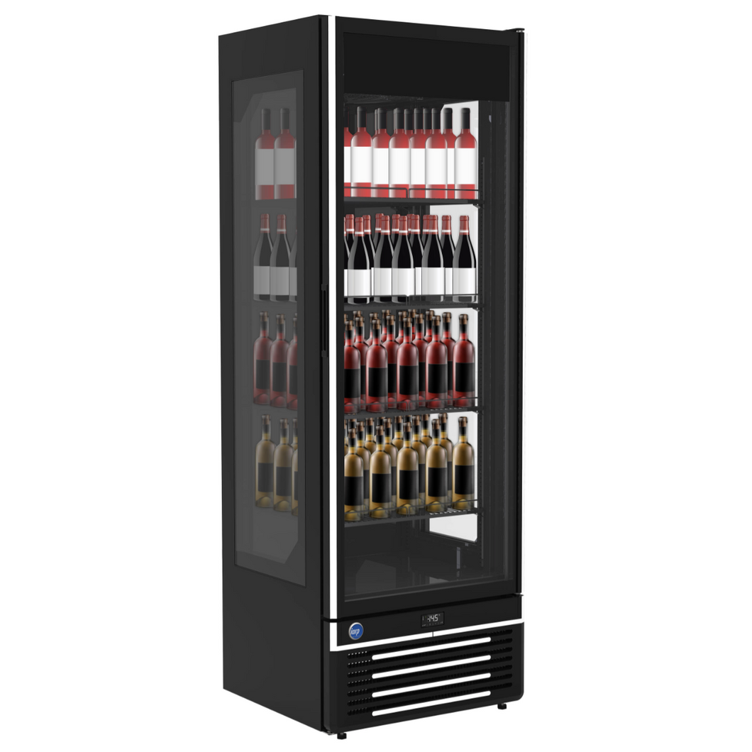 GLEE - Frigo mural à boissons (vins) vitré sur les côtés - Glee Glass Winery - 280 Litres - Full Black