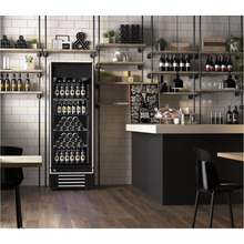 Carica l&#39;immagine nel visualizzatore di Gallery, GLEE - Frigo mural à boissons (vins) vitré sur les côtés - Glee Glass Winery - 280 Litres - Full Black
