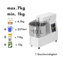 Görseli Galeri görüntüleyiciye yükleyin, PIZZAGROUP - Pétrin - 1 vitesse - 10 Litres avec tête fixe / 7 kg - 230 Volt
