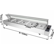 Carica l&#39;immagine nel visualizzatore di Gallery, Buffet bain-marie avec couvercle et vitre de protection - Électrique - avec 5 bacs GN ½
