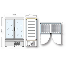 Lade das Bild in den Galerie-Viewer, Vitrine de congélation panoramique double porte - 12 Grilles de rangement - Gris
