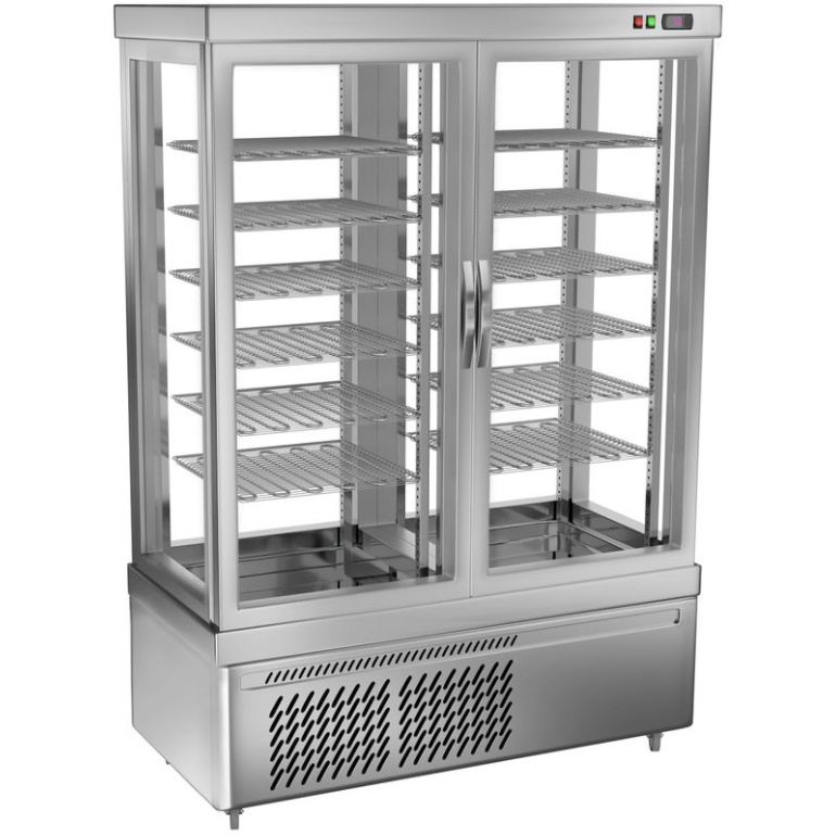 Vitrine de congélation panoramique double porte - 12 Grilles de rangement - Gris
