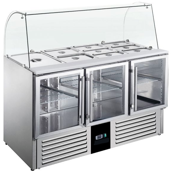 Saladette - 3 portes vitrées - 4 x GN 1/1