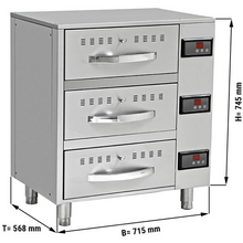 Görseli Galeri görüntüleyiciye yükleyin, Petit meuble chauffant soubassement avec 3 tiroirs - 0,82 m - GN 1/1
