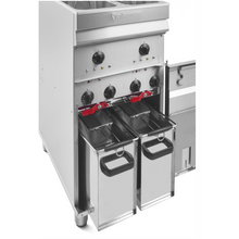 Görseli Galeri görüntüleyiciye yükleyin, VALENTINE - EVO 2525 - Friteuse sur pied 2x 10 Litres - 14,5 Kw - Swiss made - EcoGastro
