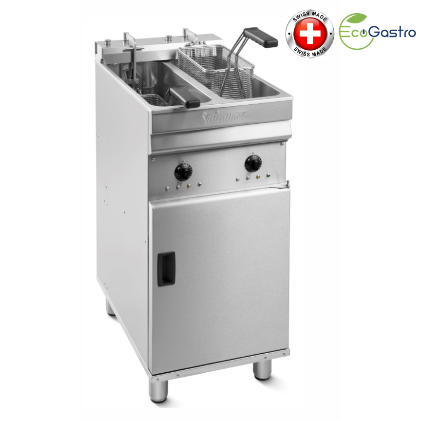 VALENTINE - EVO 2200T - Friteuse double  sur pied 2x8 Litres - 22 Kw TURBO - Swiss made - EcoGastro
