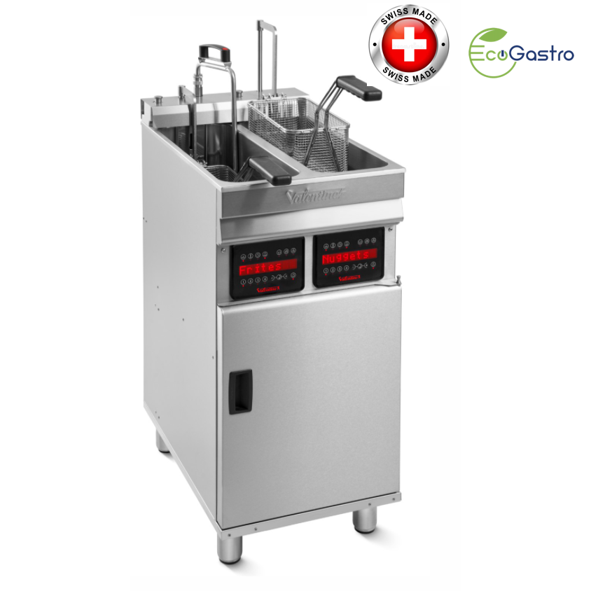 VALENTINE - Computer EVO 2525- Friteuse double sur pied 2x 10 Litres - 14,4 Kw - Swiss made - EcoGastro