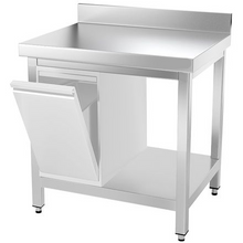 Load image into Gallery viewer, Poubelle à porte basculante inox - 0,4 m - Soubassement pour table de travail de profondeur 700
