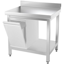 Cargue la imagen en la galería, Poubelle à porte basculante inox - 0,4 m - Soubassement pour table de travail de profondeur 700
