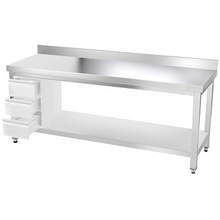 Cargue la imagen en la galería, Tiroirs pour table en inox 0,4 m PREMIUM - 3 tiroirs pour tables de travail 700 profonde
