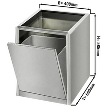 Load image into Gallery viewer, Poubelle à porte basculante inox - 0,4 m - Soubassement pour table de travail de profondeur 700
