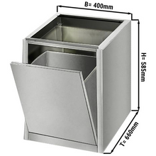 Cargue la imagen en la galería, Poubelle à porte basculante inox - 0,4 m - Soubassement pour table de travail de profondeur 700
