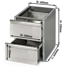 Cargue la imagen en la galería, Tiroirs pour table en inox 0,4 m PREMIUM - 2 tiroirs pour tables de travail 700 profonde
