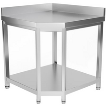 Cargue la imagen en la galería, Table de travail d&#39;angle en inox - 1,0 x 0,7 m - avec base et dosseret
