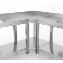 Cargue la imagen en la galería, Table de travail d&#39;angle en inox - 1,0 x 0,7 m - avec base et dosseret
