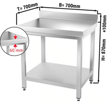 Cargue la imagen en la galería, Table de travail inox PREMIUM 0,7 m - Avec étagère basse
