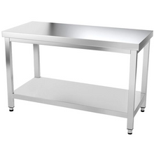 Charger l&#39;image dans la galerie, Table de travail inox PREMIUM 1,4 m - Avec étagère basse
