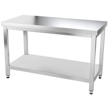 Cargue la imagen en la galería, Table de travail inox PREMIUM 1,4 m - Avec étagère basse
