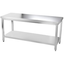 Görseli Galeri görüntüleyiciye yükleyin, Table de travail inox PREMIUM 2,0 m - Avec étagère basse
