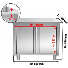 Lade das Bild in den Galerie-Viewer, Armoire de travail inox PREMIUM 0,8 m - avec portes battantes
