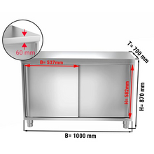 Load image into Gallery viewer, Armoire de travail inox PREMIUM 1,0 m - avec portes coulissantes

