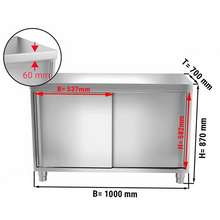 Görseli Galeri görüntüleyiciye yükleyin, Armoire de travail inox PREMIUM 1,0 m - avec portes coulissantes
