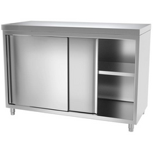 Cargue la imagen en la galería, Armoire de travail inox PREMIUM 1,2 m - avec portes coulissantes
