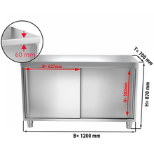 Load image into Gallery viewer, Armoire de travail inox PREMIUM 1,2 m - avec portes coulissantes
