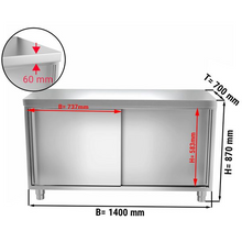 Load image into Gallery viewer, Armoire de travail inox PREMIUM 1,4 m - avec portes coulissantes
