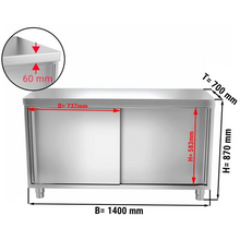 Görseli Galeri görüntüleyiciye yükleyin, Armoire de travail inox PREMIUM 1,4 m - avec portes coulissantes
