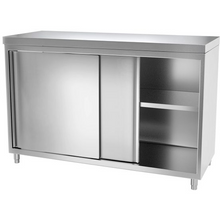 Cargue la imagen en la galería, Armoire de travail inox PREMIUM 1,4 m - avec portes coulissantes
