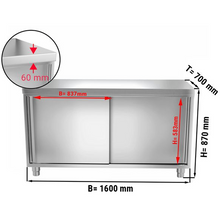 Load image into Gallery viewer, Armoire de travail inox PREMIUM 1,6 m - avec portes coulissantes
