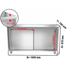 Görseli Galeri görüntüleyiciye yükleyin, Armoire de travail inox PREMIUM 1,6 m - avec portes coulissantes
