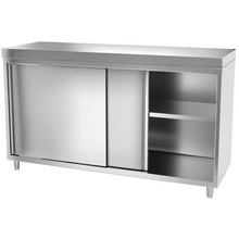 Load image into Gallery viewer, Armoire de travail inox PREMIUM 1,6 m - avec portes coulissantes
