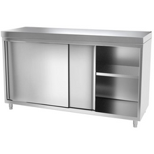 Cargue la imagen en la galería, Armoire de travail inox PREMIUM 1,6 m - avec portes coulissantes
