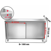 Load image into Gallery viewer, Armoire de travail inox PREMIUM 1,8 m - avec portes coulissantes
