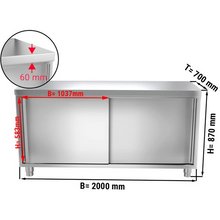 Load image into Gallery viewer, Armoire de travail inox PREMIUM 2,0 m - avec portes coulissantes
