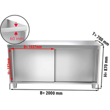 Görseli Galeri görüntüleyiciye yükleyin, Armoire de travail inox PREMIUM 2,0 m - avec portes coulissantes
