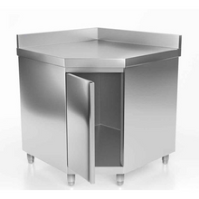 Lade das Bild in den Galerie-Viewer, Armoire de travail d&#39;angle inox PREMIUM - avec portes battantes
