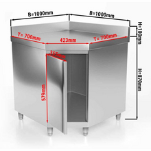 Lade das Bild in den Galerie-Viewer, Armoire de travail d&#39;angle inox PREMIUM - avec portes battantes
