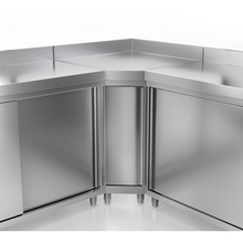 Lade das Bild in den Galerie-Viewer, Armoire de travail d&#39;angle inox PREMIUM - avec portes battantes

