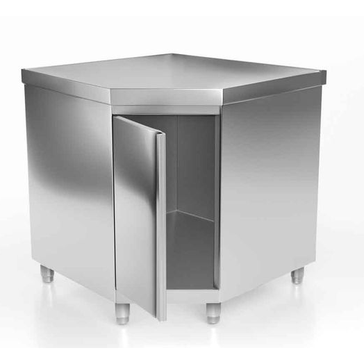 Armoire de travail d'angle inox PREMIUM - avec portes battantes