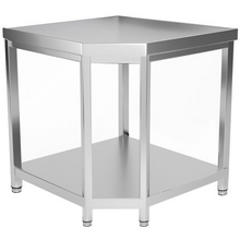 Charger l&#39;image dans la galerie, Table de travail d&#39;angle en inox - 1,0 x 0,7 m - avec base et dosseret

