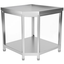 Cargue la imagen en la galería, Table de travail d&#39;angle en inox - 1,0 x 0,7 m - avec base et dosseret
