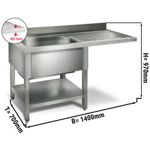 Cargue la imagen en la galería, KRUPPS - Table de plonge pour lave-vaisselle ou lave-verres sous-comptoir - Bac à gauche - 1,4 m
