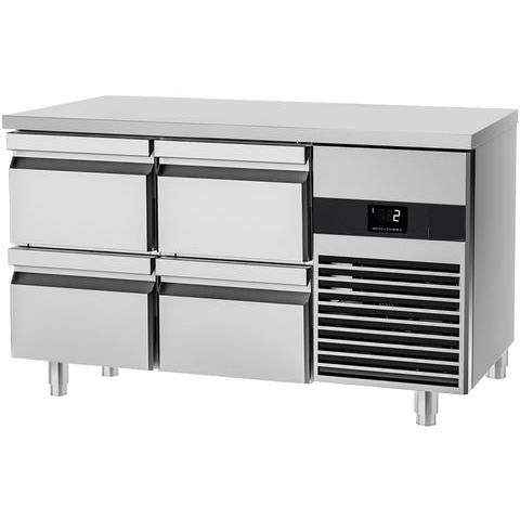 Table réfrigérée positive PREMIUM - 1,4 x 0,7 m - avec 4 tiroirs 1/2 - GN 1/1