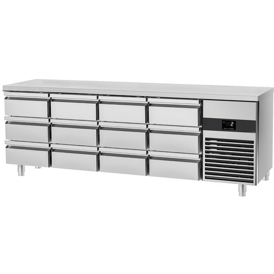 Table réfrigérée positive PREMIUM - 2,3 x 0,7 m - avec 12 tiroirs 1/3 - GN 1/1
